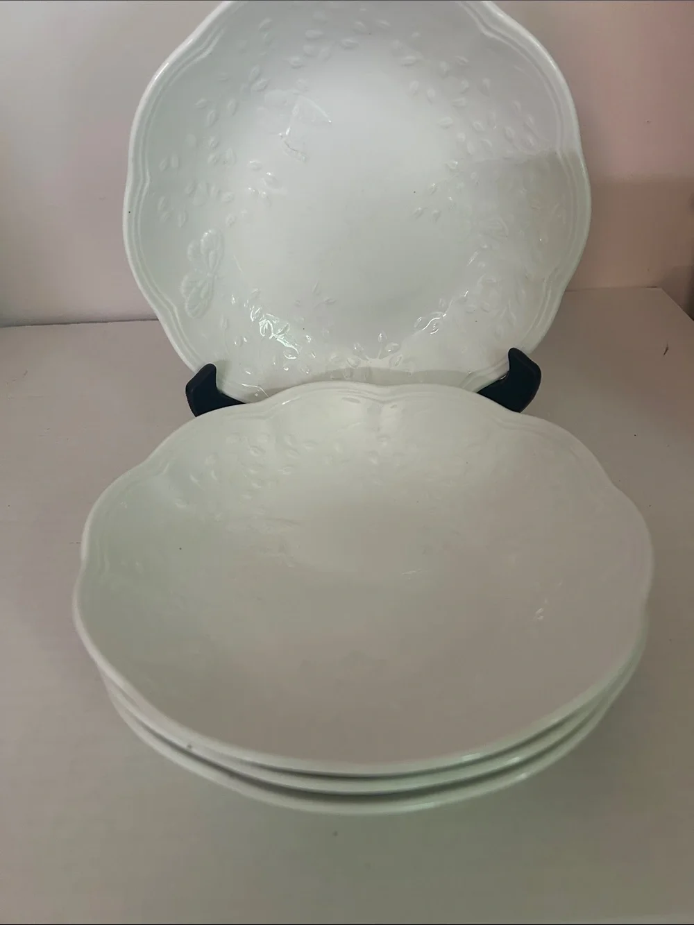 Lenox White  DinnerBowls- Set of 4 Vintage Butterfly Meadow Cloud  8.5 inch
